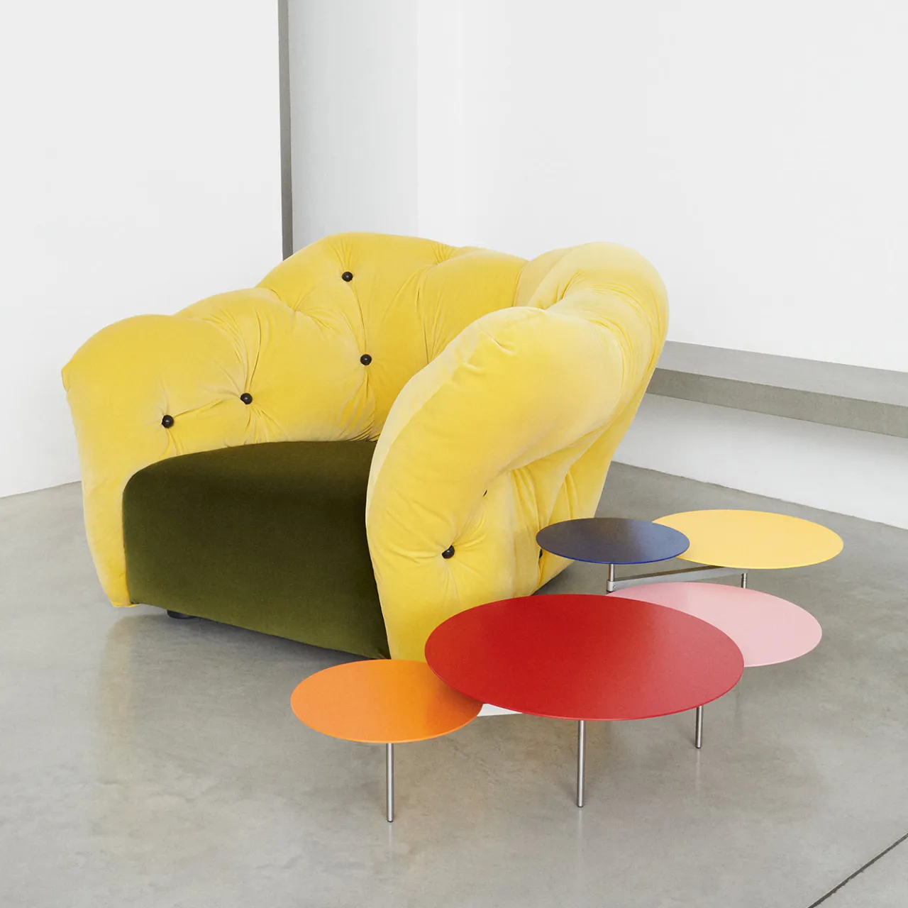 Tavolino Basso Snake 5 Multicolore in Acciaio di Carlo Contin #2*Meritalia