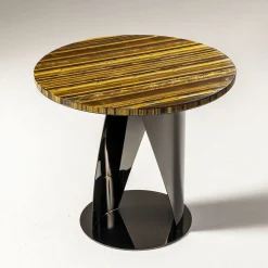 Tavolino Buonanotte Round Tiger-eye & Gun-Metal Gray*Obsydian Stone Best