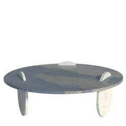 Tavolino Circus in marmo bianco e blu di DebonaDemeo*Dimarmo Best