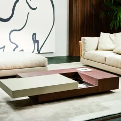 Tavolino da caffè Atollo in legno di frassino con piano scorrevole*Pacini & Cappellini Online