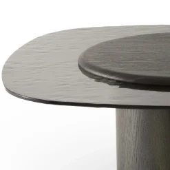 Tavolino da caffè Egg Basso grigio e ovale con piano in vetro*Morica Design New