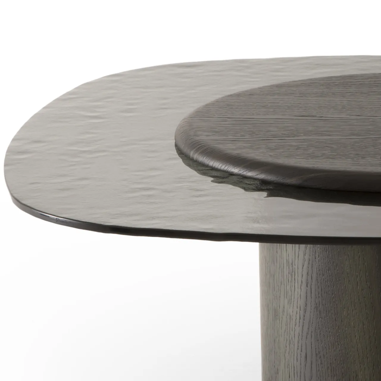 Tavolino da caffè Egg Basso grigio e ovale con piano in vetro*Morica Design New