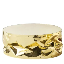 Tavolino Da Caffè In Alluminio Dorato Stropicciato Con Piano A Specchio #1*Opinion Ciatti Online