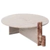 Tavolino da caffè in marmo Rosa Peralba e travertino Mostro Iv*MMOOS. Hot