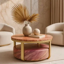 Tavolino da caffè Makaron in quarzite viola chiaro di Ashley Gadeova*Giovannozzi Marmi New