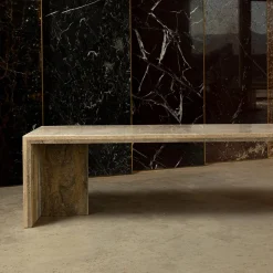 Tavolino da caffè minimalista in travertino titanium*Giovannozzi Marmi Online