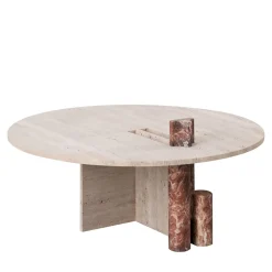 Tavolino da caffè Mostro V in travertino e marmo Rosa Peralba*MMOOS. Clearance