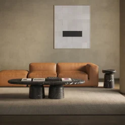 Tavolino da caffè ovale in marmo nero Marquinia Nissa di Ivan Colominas*MMairo Clearance