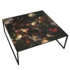 Tavolino da Caffè Quadrato in Metallo e Fibra di Vetro con Motivo Floreale*Instabilelab