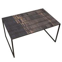 Tavolino da Caffè Rettangolare in Metallo con Carta Pregiata e Motivo Geometrico*Instabilelab