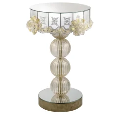 Tavolino da caffè rotondo in vetro con foglia d'oro*Barbini Sale