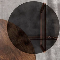 Tavolino da caffè rotondo ECLISSE in noce e vetro*PuraVisione Best