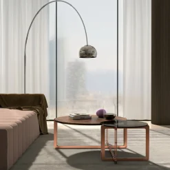 Tavolino da caffè rotondo ECLISSE in noce e vetro*PuraVisione Best