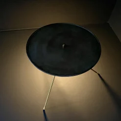 Tavolino da caffè rotondo Tre/quarti in acciaio marrone con luce LED*Renzo Serafini Sale