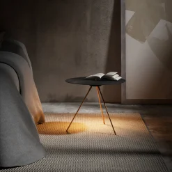 Tavolino da caffè rotondo Tre/quarti in acciaio marrone con luce LED*Renzo Serafini Sale