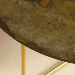 Tavolino da caffè rotondo Quattro/quarti in acciaio marrone con luce LED*Renzo Serafini