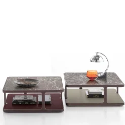 Tavolino da caffè Toledo in legno massello di frassino amaranto opaco con piano in marmo Rosso Levanto*Alivar Best