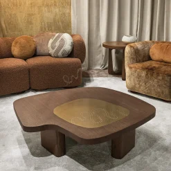 Tavolino da caffè Yang a forma fluida con inlay in ottone*Chiara Provasi Discount