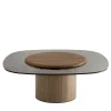Tavolino Egg Alto con base e piano in noce canaletto + vetro*Morica Design Online