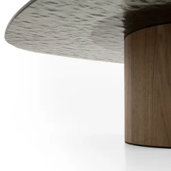 Tavolino Egg Alto con base e piano in noce canaletto + vetro*Morica Design Online