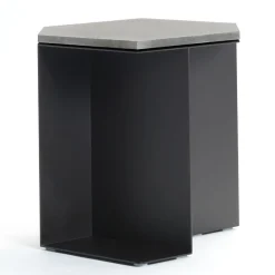 Tavolino esagonale Alcubo in metallo e pietra di Antonio Saporito*V.L. Lavorazioni In Ferro Hot