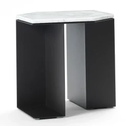 Tavolino esagonale Alcubo in metallo e Carrara di Antonio Saporito*V.L. Lavorazioni In Ferro Outlet