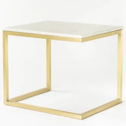 Tavolino Esopo bianco e ottone di Antonio Saporito*V.L. Lavorazioni In Ferro Hot