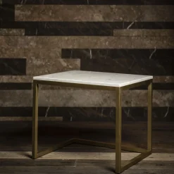 Tavolino Esopo bianco e ottone di Antonio Saporito*V.L. Lavorazioni In Ferro Hot