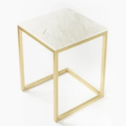 Tavolino Esopo in ottone e marmo bianco di Antonio Saporito*V.L. Lavorazioni In Ferro Clearance