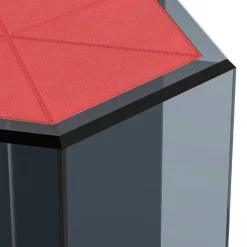 Tavolino Frank 3 in vetro grigio fumé e pelle rossa*Esadesign Online