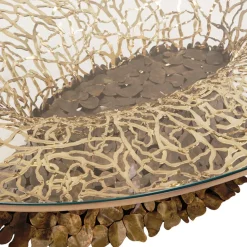 Tavolino Goldenart in vetro e metallo dorato*IDL Online