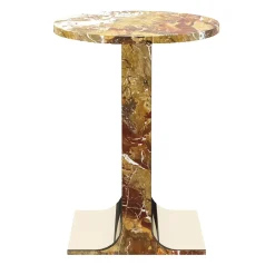 Tavolino Hani in marmo arancione con struttura metallica in finitura oro*L'Eccesso Sale