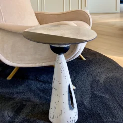 Tavolino in ceramica Raku bianco e nero #2*LDB Ceramiche New