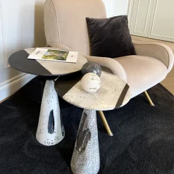 Tavolino in ceramica Raku bianco e nero #2*LDB Ceramiche New