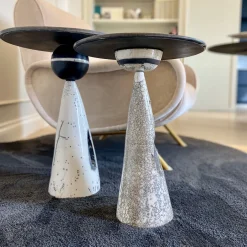 Tavolino in ceramica Raku bianco e nero #2*LDB Ceramiche New