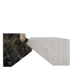 Tavolino Jogja in marmo Visone e Travertino di Studio Hendro Hadinata*Dimarmo