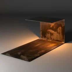 Tavolino Laterale Terra in Acciaio Grigio con Luce LED*Renzo Serafini Hot