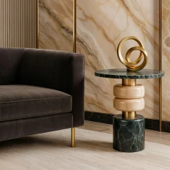 Tavolino Marsmallow in Onice e marmo Verde Alpi di Ashley Gadeova*Giovannozzi Marmi Clearance