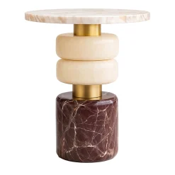 Tavolino Marsmallow in Onice e marmo Travertino Rosso di Ashley Gadeova*Giovannozzi Marmi Hot