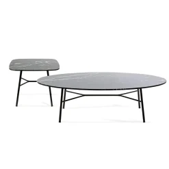 Tavolino ovale Yuki con piano in marquinia nera # 1 di Ep Studio*TrabA'