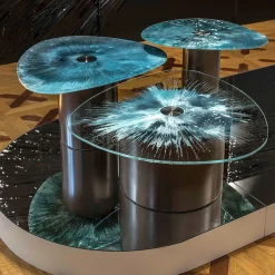 Tavolino piccolo Marea con piano in vetro temperato*Atelier Frigerio Mirva Outlet