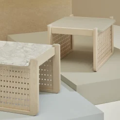 Tavolino Raquette 183 con piano in grigio seta di Cristina Celestino*Billiani 1911