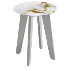 Tavolino rotondo alto Owen con piano bianco e oro*Sicis Sale
