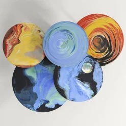 Tavolino rotondo Astraliti in metallo dai toni freddi #1*Cupioli Online