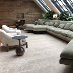 Tavolino rotondo moderno Achille in legno di noce scuro*Elli New