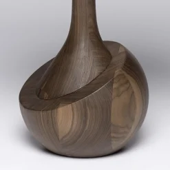 Tavolino rotondo moderno Achille in legno di noce scuro*Elli New