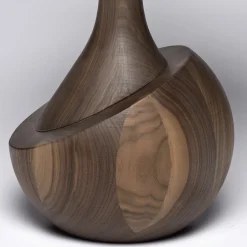 Tavolino rotondo moderno Achille in legno di noce scuro*Elli New