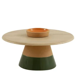 Tavolino Sablier con base in argilla e piano in legno di rovere*Morica Design Outlet