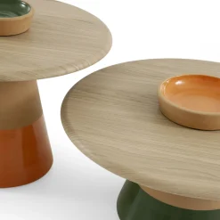 Tavolino Sablier con base in argilla e piano in legno di rovere*Morica Design Outlet