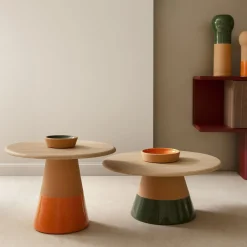 Tavolino Sablier con base in argilla e piano in legno di rovere*Morica Design Outlet